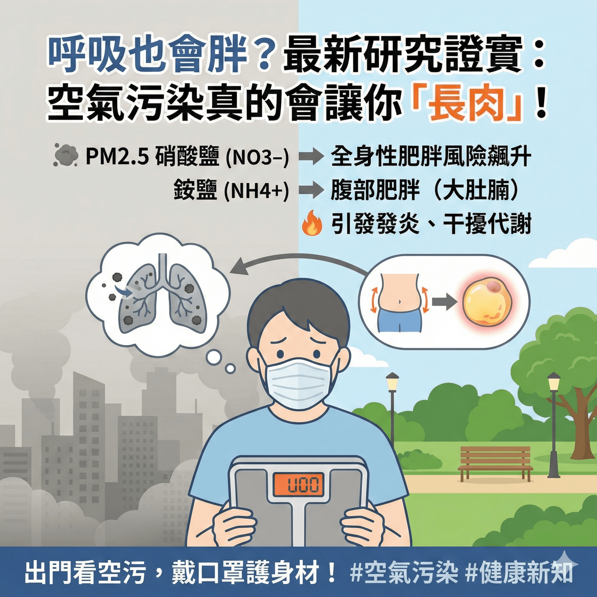 😱 呼吸也會胖？最新研究證實：空氣污染真的會讓你「長肉」！💨